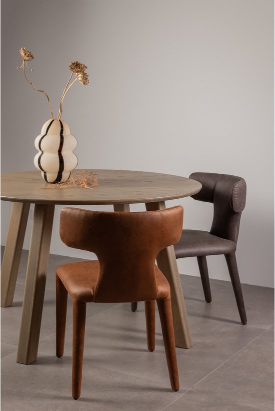 WOOOD Permit Eetkamerstoel - Leerlook - Zwart/Grijs - 78x52x53