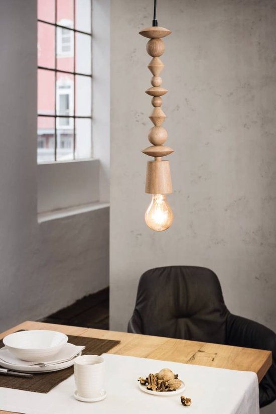 EGLO Vintage Avoltri - Hanglamp - 1 Lichts - Eiken Tweede kans