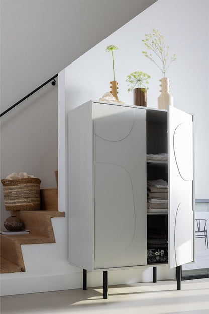WOOOD Cadiz Opbergkast - Grenenhout - Mist/Grijs - 135x85x40 cm