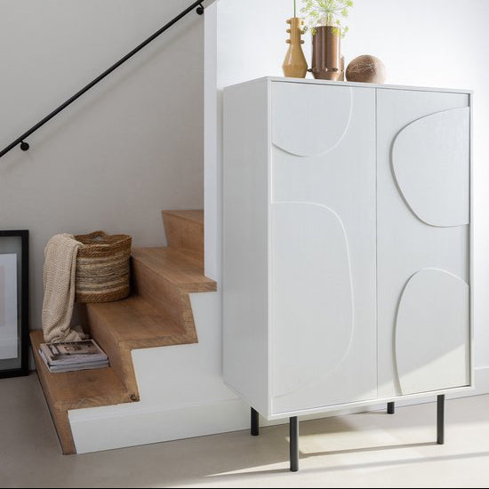 WOOOD Cadiz Opbergkast - Grenenhout - Mist/Grijs - 135x85x40 cm