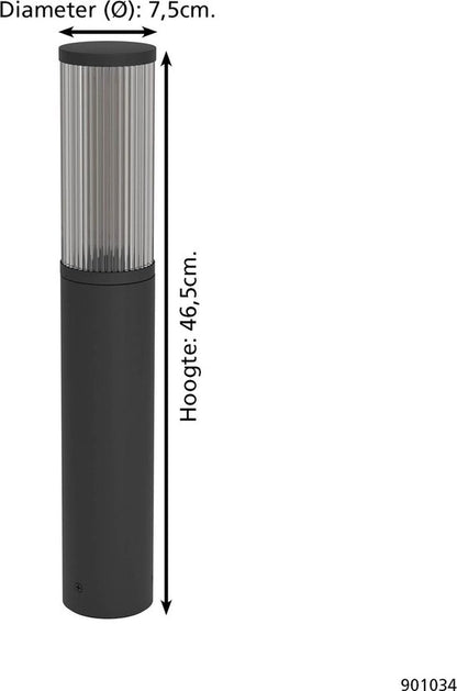 EGLO Salle Sokkellamp - Staande lamp Buiten - E27 - 46.5 cm - Smoke - Zwart Tweede kans