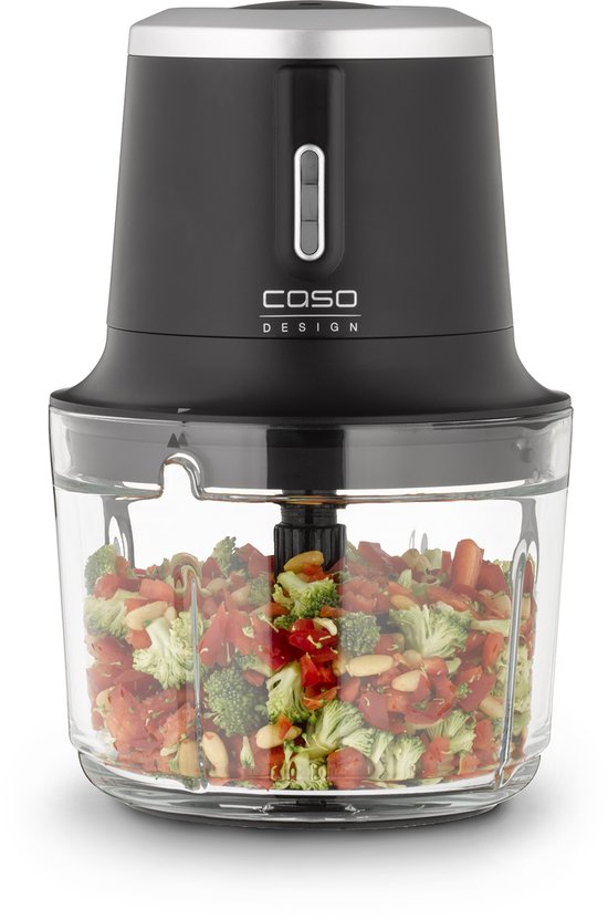CASO Chop & Go Akku-Multi Hakmolen – Draadloze Multichopper, 1L Glas, 200W, Li-ion Accu, USB-C, 4 RVS Messen, 2 Snelheden, Model 1747