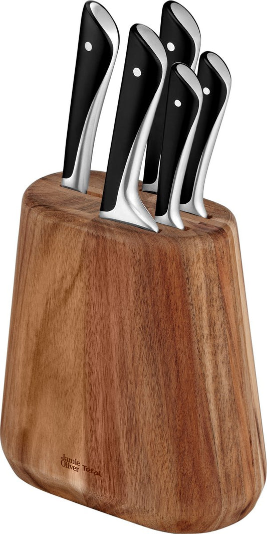 Jamie Oliver by Tefal Messenset - 5-delig - Inclusief Messenblok - RVS - Voor Professioneel Gebruik