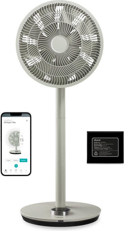 Duux Whisper Flex - Smart Statiefventilator met Dock & Accu - Staande Ventilator & Tafelventilator - Sage