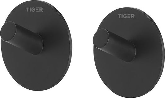Tiger Rondo - Handdoekhaak - Zonder boren - Handdoekhaakjes - 3M tape - Mat zwart (2 stuks) Tweede kans