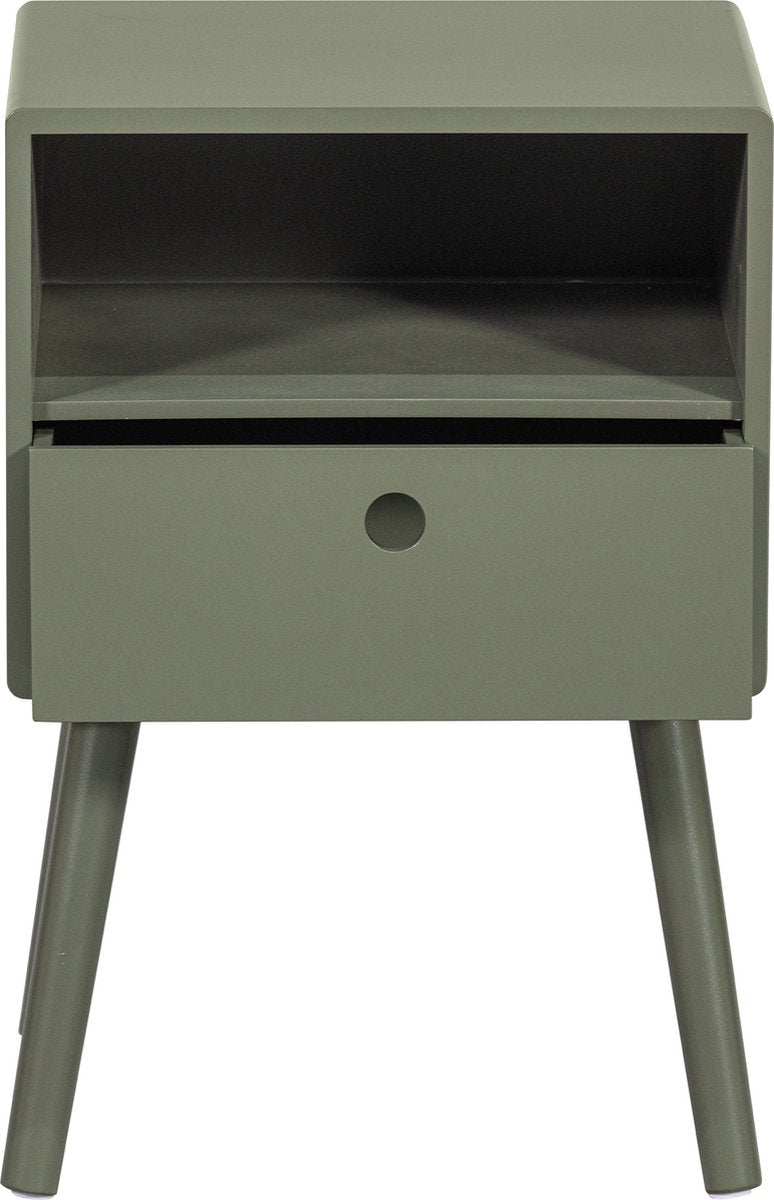 WOOOD Ozzy Nachtkastje - Hout - Warm Groen - 53x36x30 cm