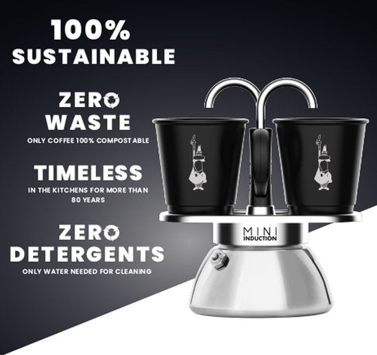Bialetti Mini Express - Percolator - 2 kops - inductiegeschikt - met 2 kopjes Tweede kans