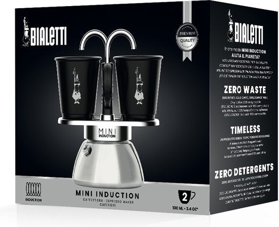 Bialetti Mini Express - Percolator - 2 kops - inductiegeschikt - met 2 kopjes Tweede kans