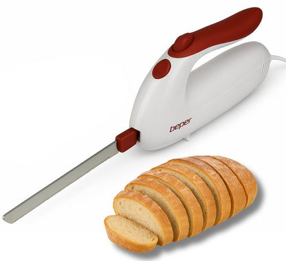 Beper BP.790- Elektrisch Mes - Elektrisch Broodmes - Vlees - Groente - Fruit - Broodsnijder - Vaatwasserbestendige messen - Wit Tweede kans