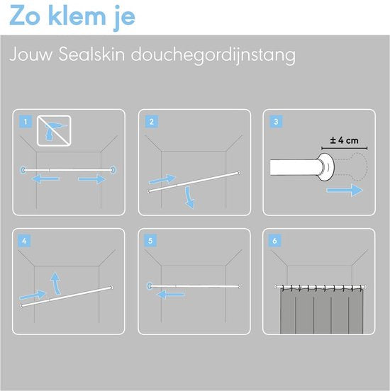 Sealskin Douchegordijnstang - Klemstang - Aluminium - 70-115 cm - Wit Tweede kans