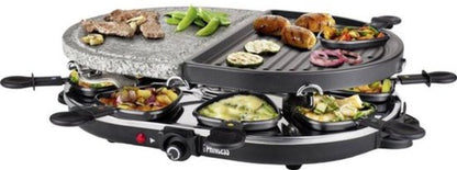 Princess Gourmetstel 162710 - Raclette Oval Steengrill Party – Bakplaat en Steengrill – 8 personen - 2 meter snoer Retourdeal