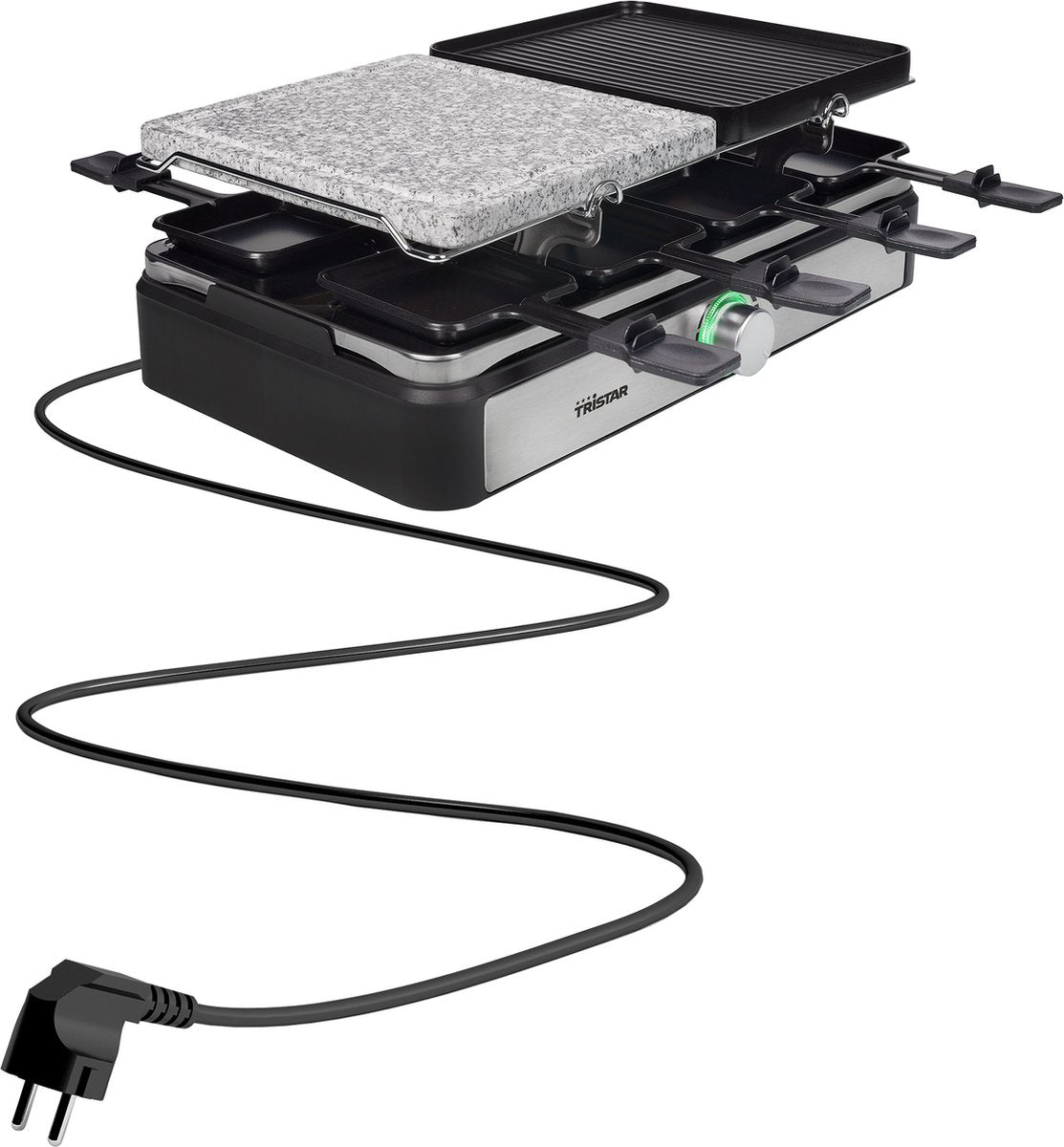 Tristar Gourmetstel met Steengrill RA-2725 - Gourmetset 5-in-1 voor 8 personen - Bakplaat, Steengrill, Gourmet, Raclette