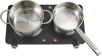 Inventum KP602B elektrische kookplaat 47 cm - 2-pits 15/18 cm - 1-fase plug en play - 7 standen - 750/1500 W - Vrijstaand - Zwart