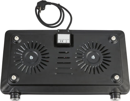 Inventum KP602B elektrische kookplaat 47 cm - 2-pits 15/18 cm - 1-fase plug en play - 7 standen - 750/1500 W - Vrijstaand - Zwart