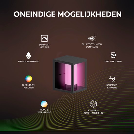 Calex Smart Outdoor LED Buitenlamp - Slimme Wandlamp - RGB en Warm Wit Licht - 4W - Zwart Tweede kans