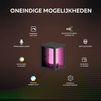 Calex Smart Outdoor LED Buitenlamp - Slimme Wandlamp - RGB en Warm Wit Licht - 4W - Zwart Tweede kans