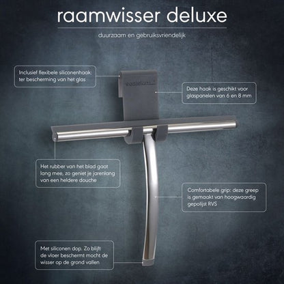 Sealskin Deluxe - Raamwisser - Douchewisser - inclusief flexibele glashaak - RVS gepolijst Tweede kans