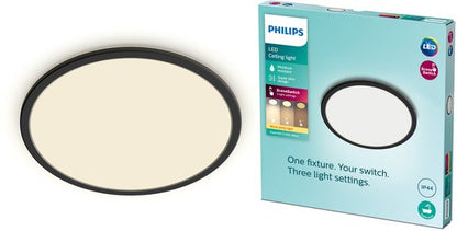Philips SuperSlim badkamer plafondlamp - zwart - rond - 18 W tweede kans