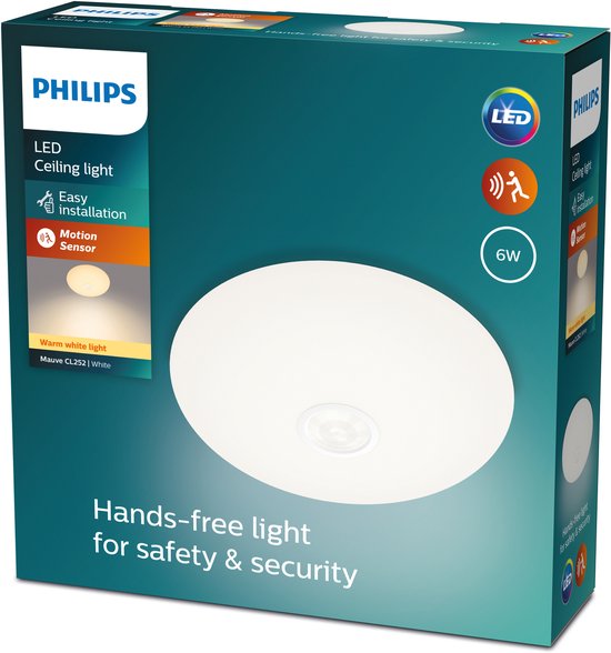 Philips Mauve plafondlamp - rond - groot - met sensor
