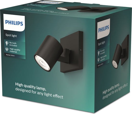 Philips Runner opbouwspot - 1-lichts - zwart tweede kans