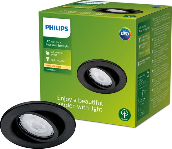 Philips Fresco inbouwspot - zwart - GU10 4,6W tweede kans