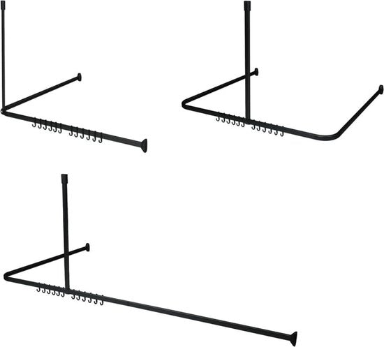 Sealskin Easy Roll - Douchegordijnstangset - Universeel - L en U vorm montage - 90x90x90 cm - Zwart Tweede kans