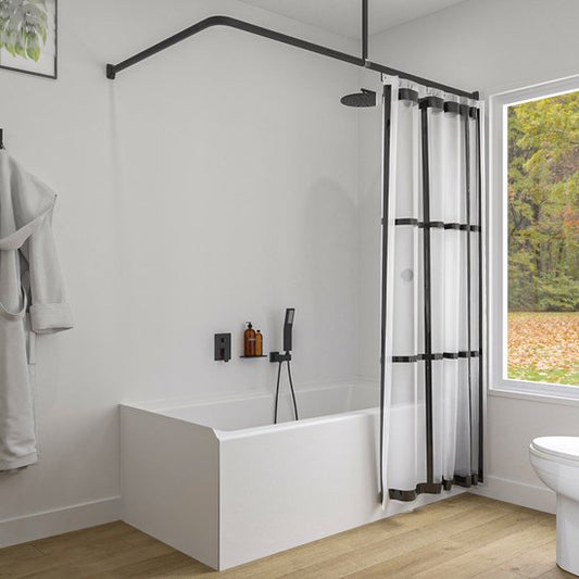 Sealskin Easy Roll - Douchegordijnstangset - Universeel - L en U vorm montage - 90x90x90 cm - Zwart Tweede kans