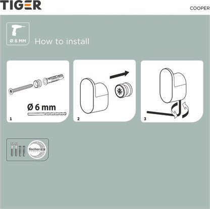 Tiger Cooper - Handdoekhaak klein (2 stuks) - 16x14x25 mm - RVS geborsteld Tweede kans