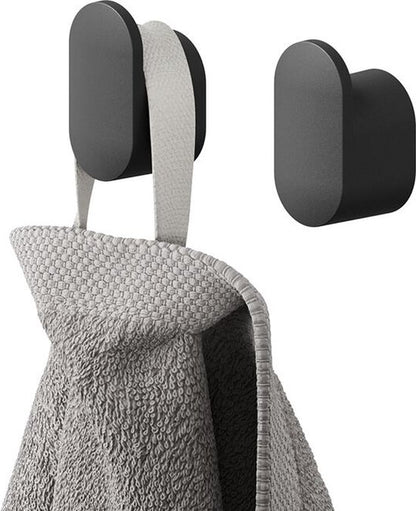 Tiger Carv - Handdoekhaakjes klein (2 stuks) - 1,6 x 1,4 x 2,5 cm - incl. schroeven en pluggen - Zwart Tweede kans