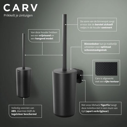 Tiger Carv - Toiletborstel met houder vrijstaand - Zwart Tweede kans