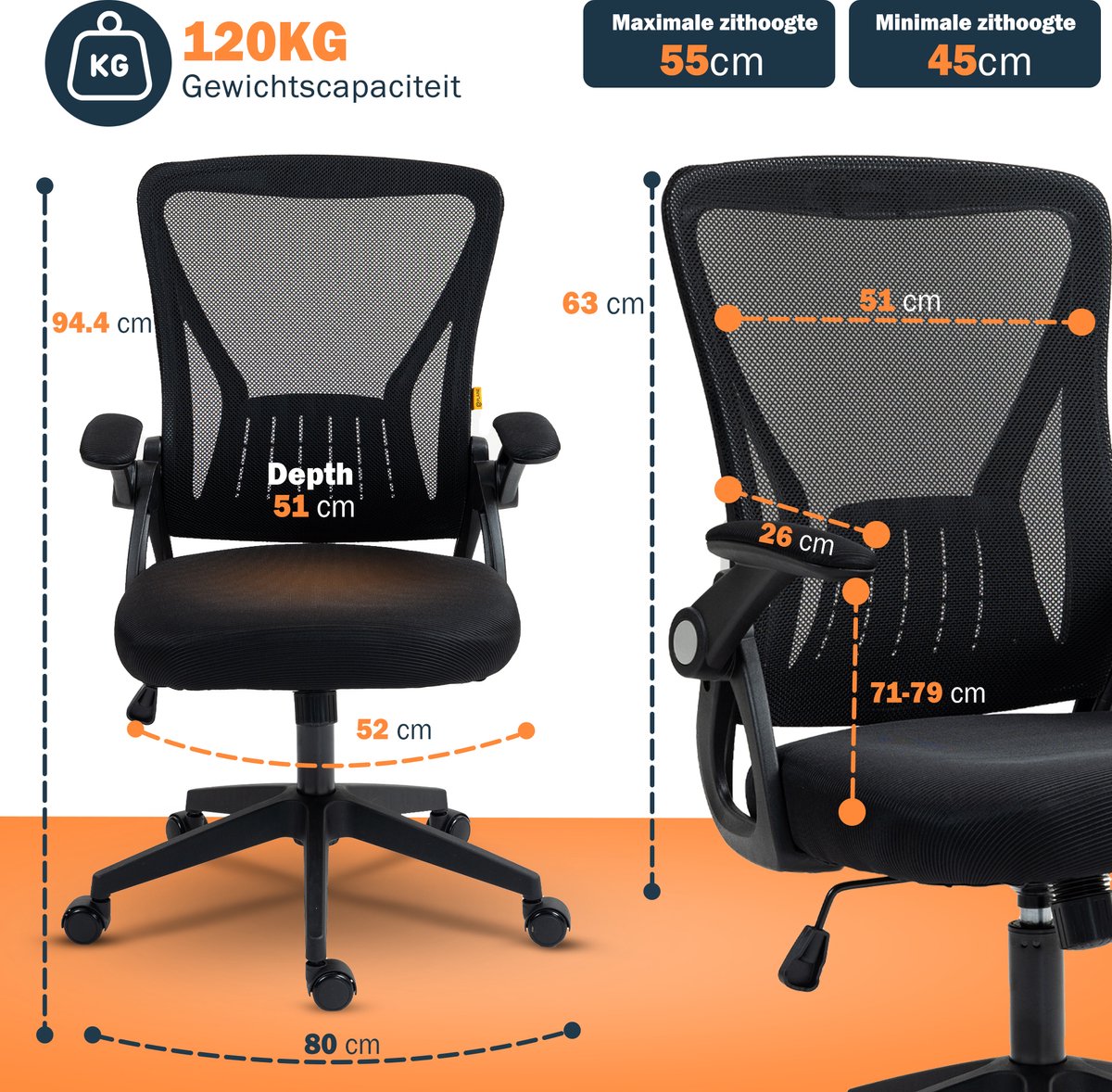 Ergonomische Bureaustoel - Kantoorstoel - Bureaustoel voor Volwassenen - Office Chair - Bureau Stoel