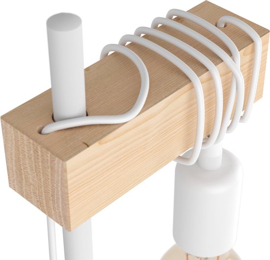 EGLO Townshend - Tafellamp - 1-lichts - E27 - Wit/Eikenhout tweede kans