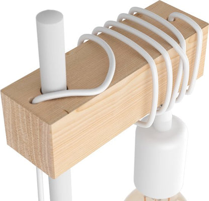 EGLO Townshend - Tafellamp - 1-lichts - E27 - Wit/Eikenhout tweede kans