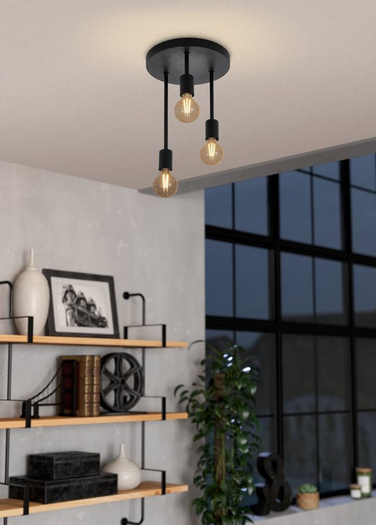 EGLO Wilmcote Plafondlamp - E27 - Ø 28 cm - Zwart Tweede kans