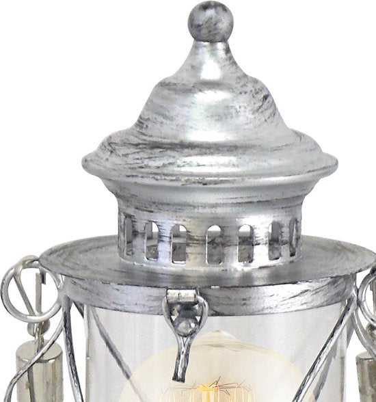 EGLO Vintage Bradford - Tafellamp - 1 Lichts - Antiek Zilver - Helder Glas Tweede kans
