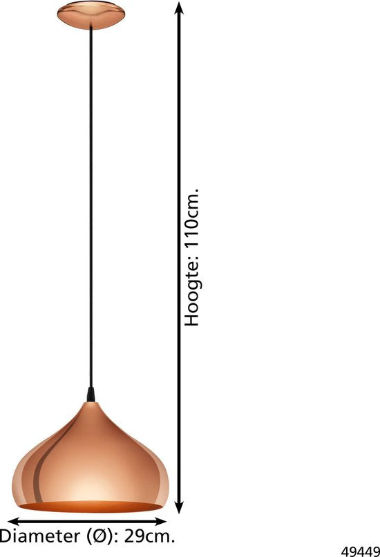 EGLO Hapton Hanglamp - E27 - Ø 29 cm - Koper Tweede kans