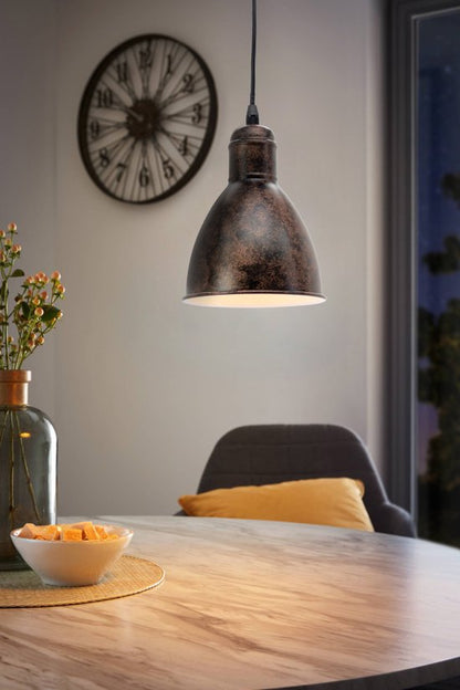 EGLO Priddy 1 Hanglamp - E27 - Ø 15,5 cm - Koper/Antiek tweede kans