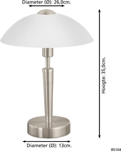 EGLO Solo 1 Tafellamp - E14 - 26 cm - Grijs/Wit - Dimbaar Tweede kans