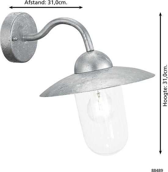 EGLO Milton Wandlamp Buiten - E27 - 31 cm - Grijs Tweede kans