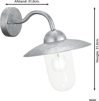 EGLO Milton Wandlamp Buiten - E27 - 31 cm - Grijs Tweede kans