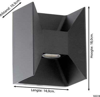 EGLO Morino Wandlamp Buiten - LED - 18 cm - Antraciet Tweede kans