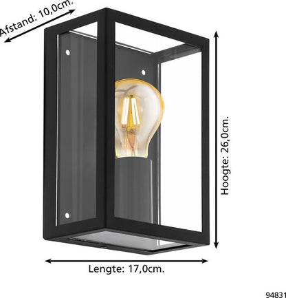 EGLO Alamonte 1 Wandlamp Buiten - E27 - 26 cm - Zwart Tweede kans
