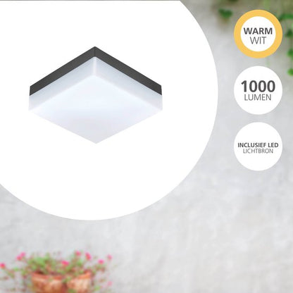 EGLO Sonella Plafondlamp - Wandlamp Buiten - LED - 21,5 cm - Antraciet/Wit Tweede kans