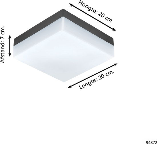 EGLO Sonella Plafondlamp - Wandlamp Buiten - LED - 21,5 cm - Antraciet/Wit Tweede kans