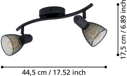 EGLO Carovigno Opbouwspot - 2 lichts - 34 cm. - E27 - zwart/rooster Tweede kans