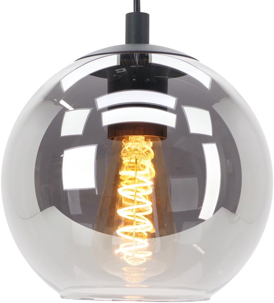 EGLO Ariscani Hanglamp - E27 - Ø 20 cm - Rookglas | Smoke glas - Zwart Tweede kans