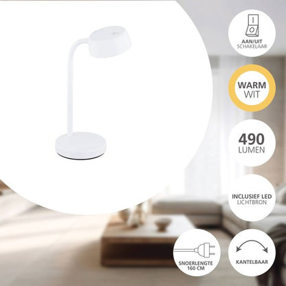 EGLO Cabales Tafellamp - Bureaulamp - LED - 34 cm - Wit tweede kans
