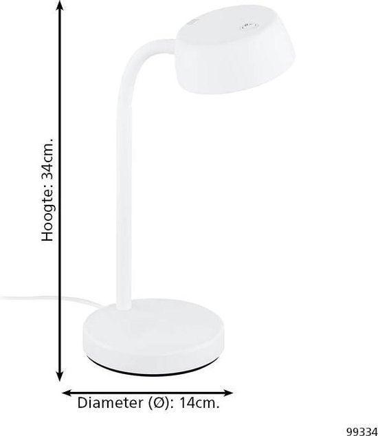 EGLO Cabales Tafellamp - Bureaulamp - LED - 34 cm - Wit tweede kans