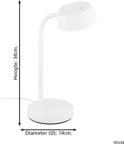 EGLO Cabales Tafellamp - Bureaulamp - LED - 34 cm - Wit tweede kans