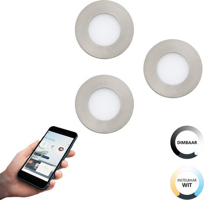 EGLO connect.z Fueva-Z Smart Inbouwlamp - Ø 8,5 cm - Grijs|Wit Tweede kans